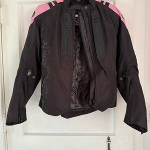 Women's Black and Pink motorcycle Jacket